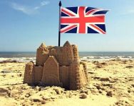 union jack on sandcastle